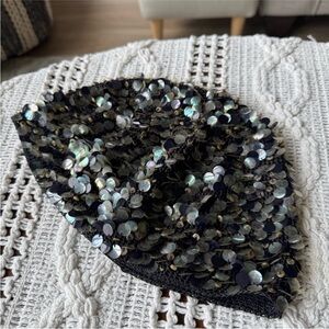 Vintage Black Sequin Hat